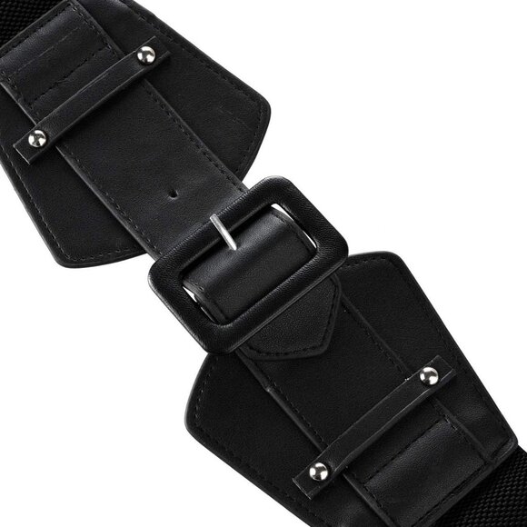 Women's Wide Leather Waist Belt Elastic Stretch Retro Buckle for Jeans Dresses - Picture 4 of 7